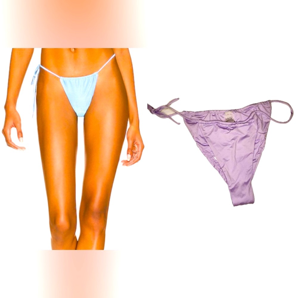 Monica Hansen Lavender Purple Tie Side Bikini Bottom Brazilian Swim NWT L